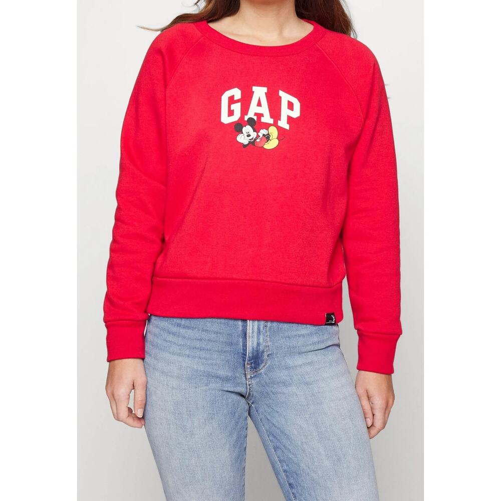 Gap x Disney Mickey Mouse Red Fleece Sweatshirt Pullover Size M